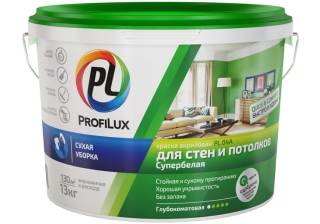 Краска ВД Profilux PL-04А акриловая для стен и потолков (зелёная эт.) бел. ( 1,4кг)